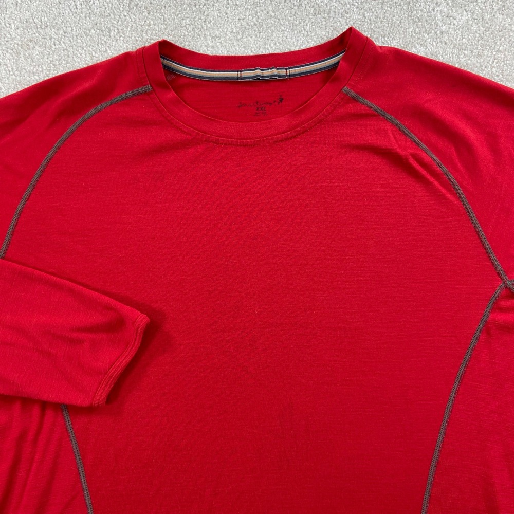 Smartwool Base Layer Mens XXL Red 100% Merino Wool Long Sleeve Crew Neck Shirt